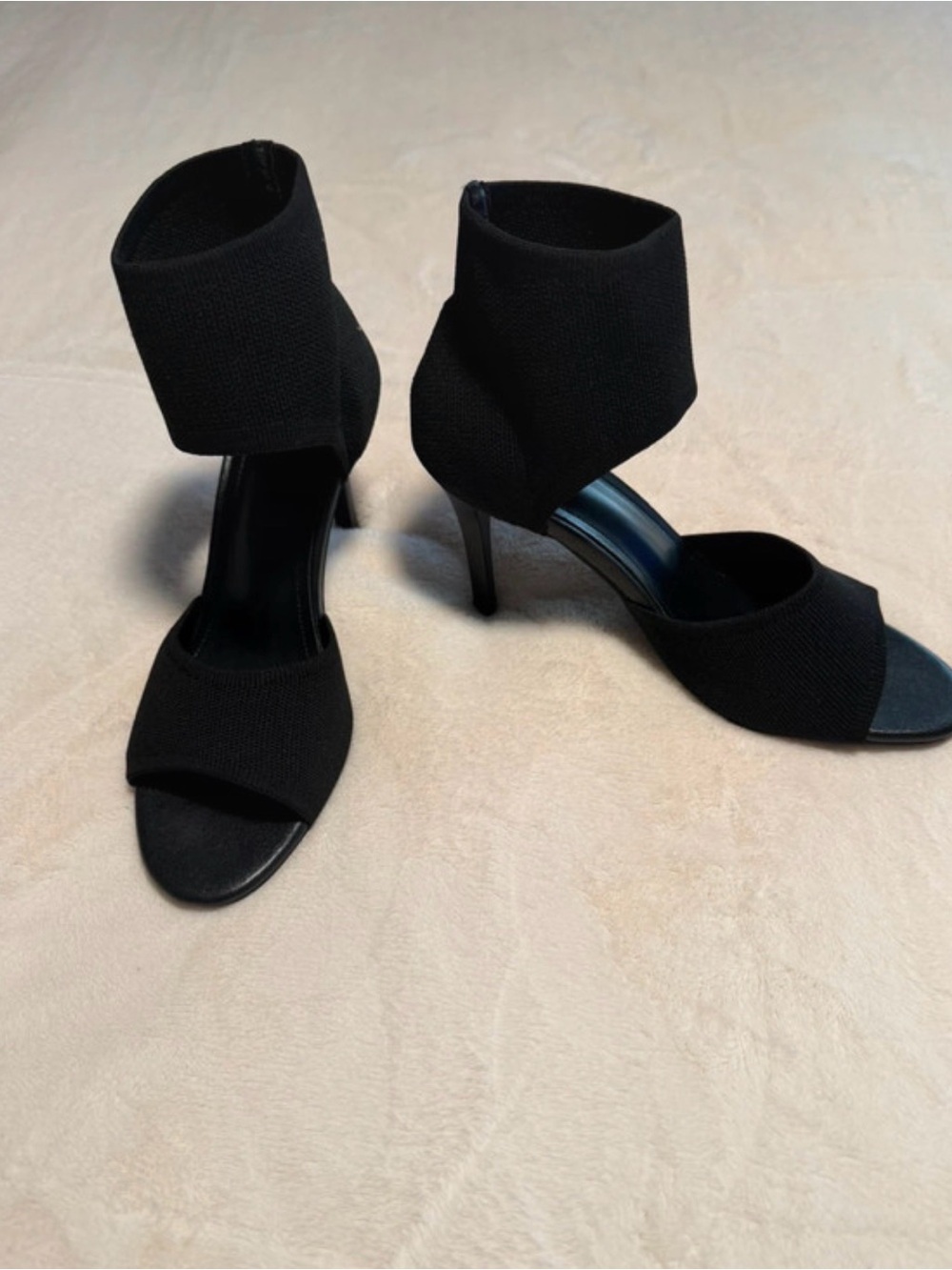 Black Ankle Cuff Open-Toe Heels